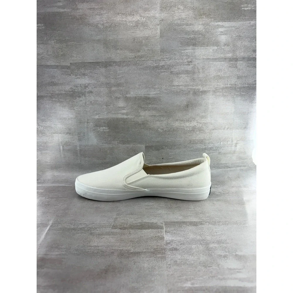 Sperry Crest Vibe SeaCycled Womens 11 White Canvas Slip On Sneakers STS88145